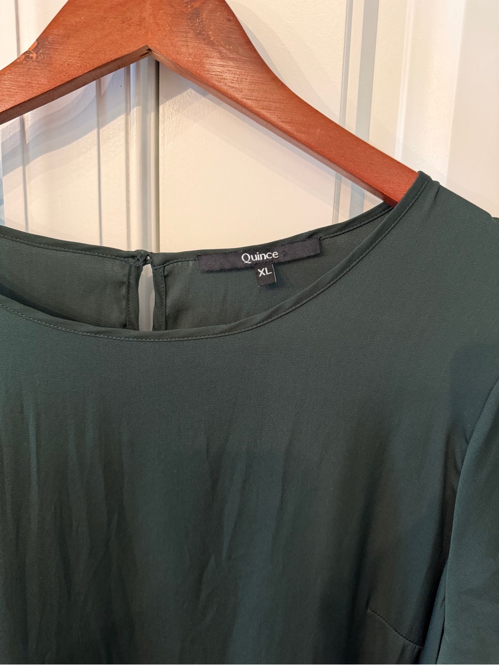 Quince Silk T-Shirt Dress XL Forest Green Short Sleeve - Picture 2 of 6